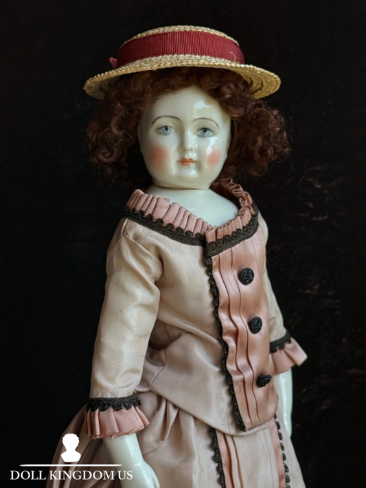 Vintage 18” Reproduction of Antique French Rohmer Glazed Porcelain Fashion Doll