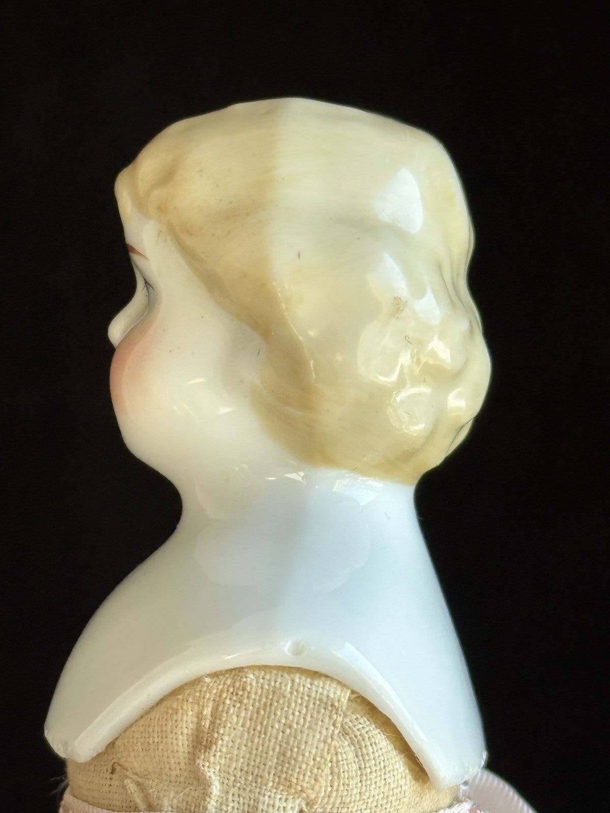 Antique German 7.5” Bisque Cloth Miniature Dollhouse China Doll