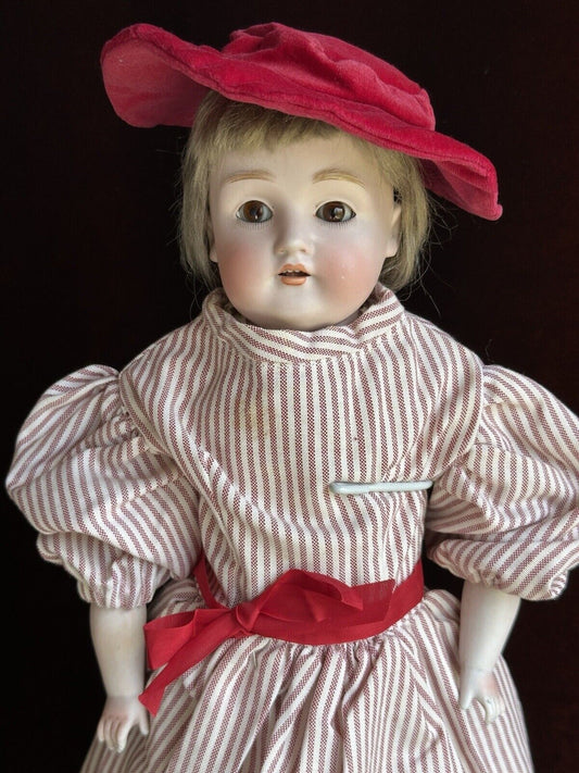 Antique German 18” Kestner 154 Bisque Shoulder Head Doll Stamped Body