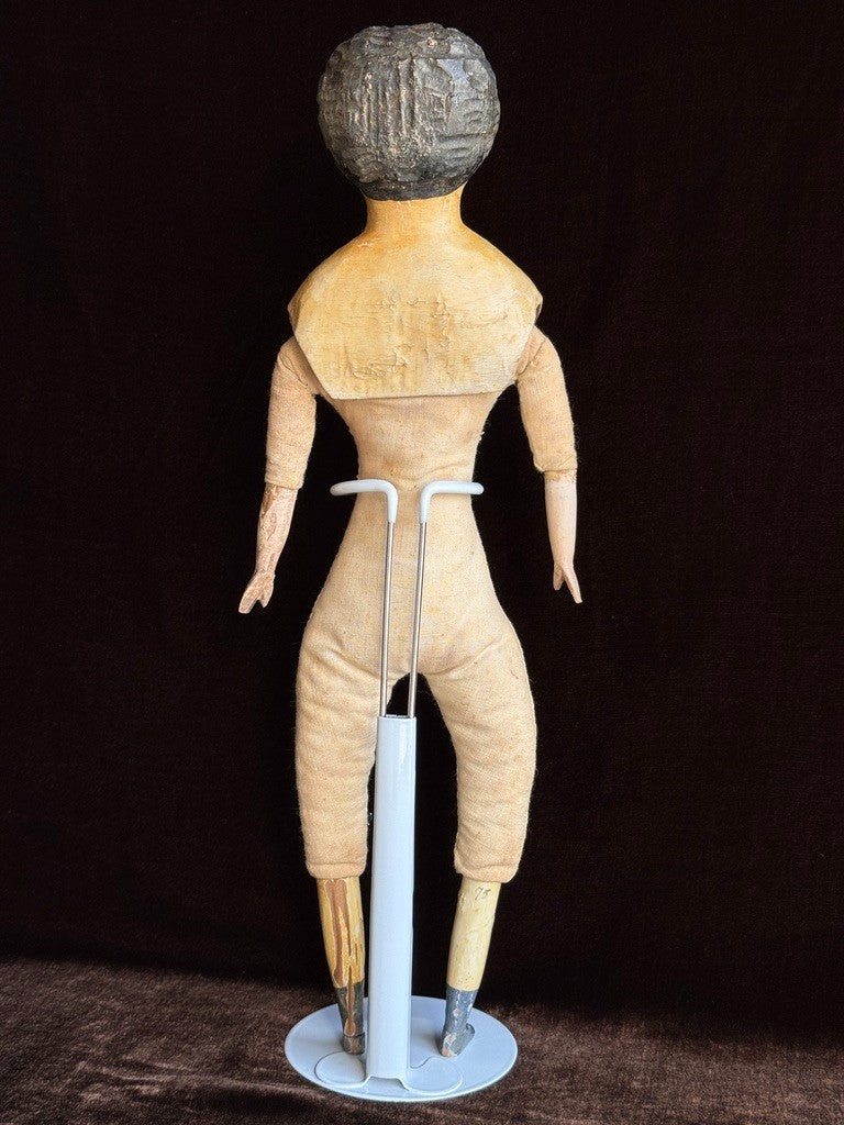 Early Antique English / German (?) Primitive 15" Carved Wooden Doll