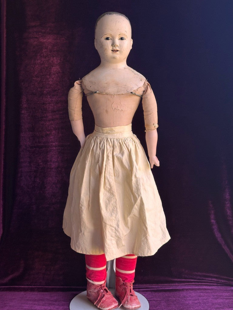 Large Antique French Andreas Voit Pauline 28" Papier Mache Doll
