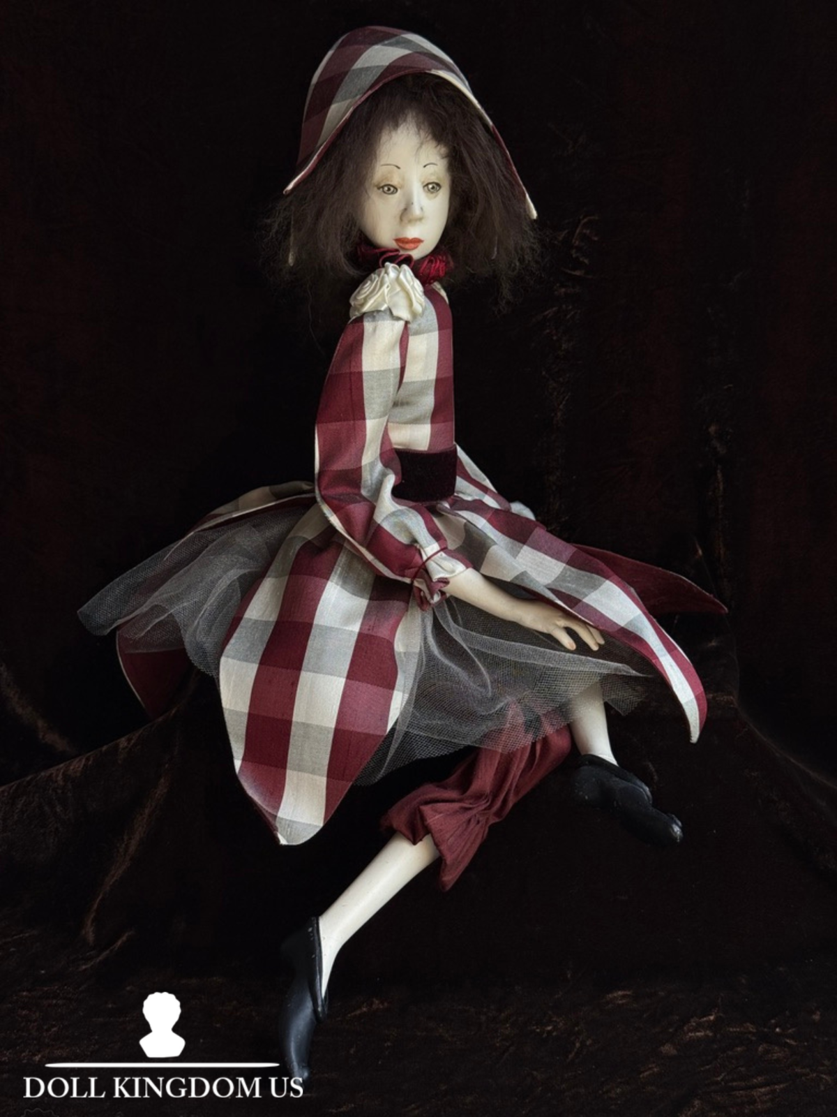 OOAK NIADA Artist Ankie Daanen Paper Clay Mixed Media Pierrot Character Doll