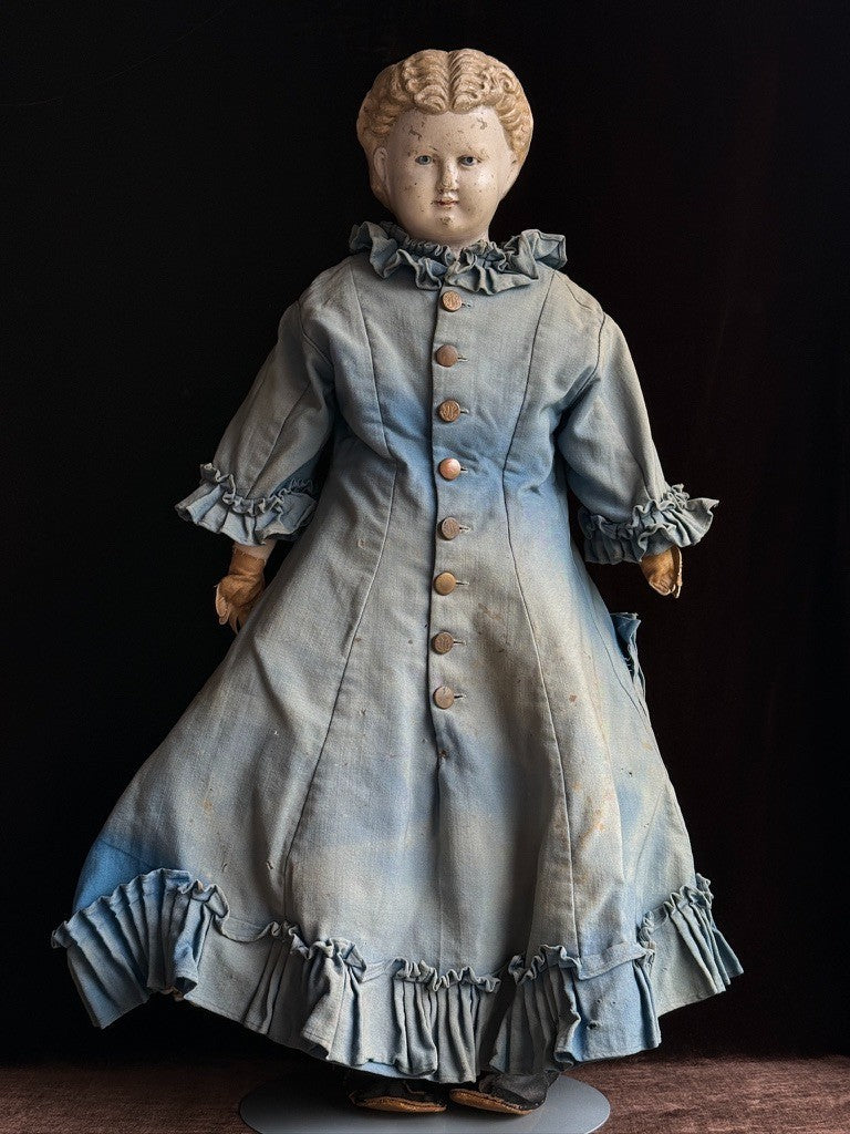 Rare Large Antique American 30” Greiner Papier Mache Head No. 11 Doll with Label