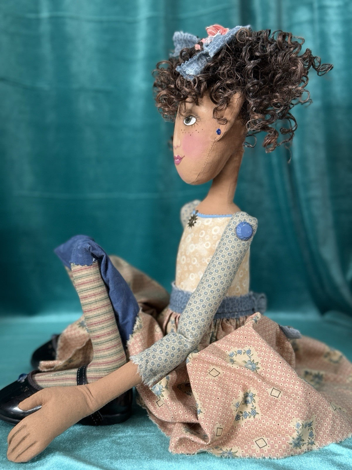OOAK Artist Handmade Cloth Poseable 24” Doll “Charlotte” by Dianne Adam