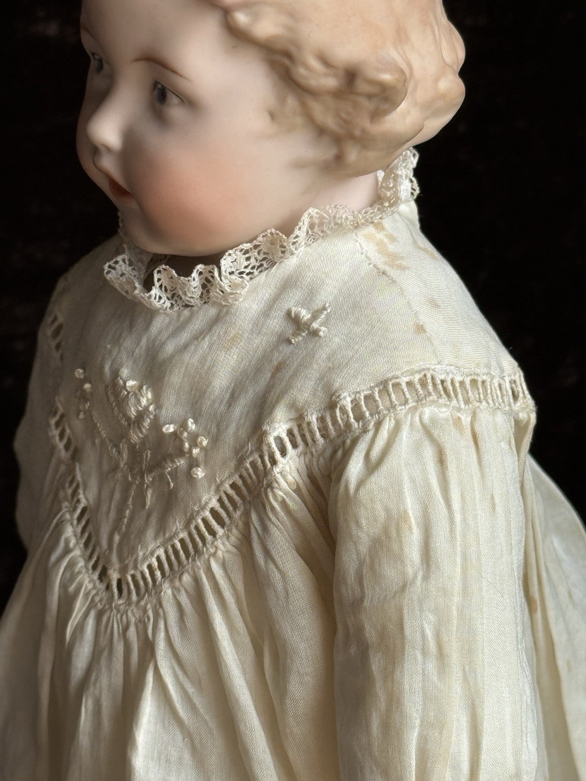 Porcelain 13.5” Repro of Antique Gebruder Heubach 7851 Character Girl Doll