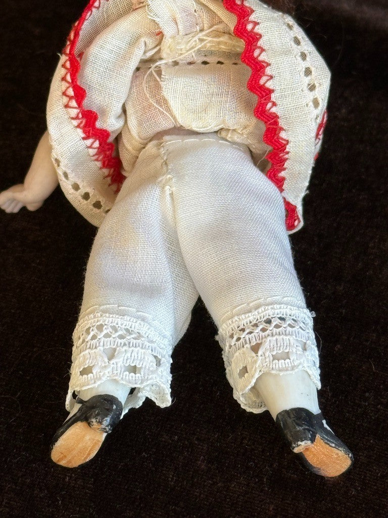 Antique German 4.75” All Bisque Closed Mouth Mignonette Doll
