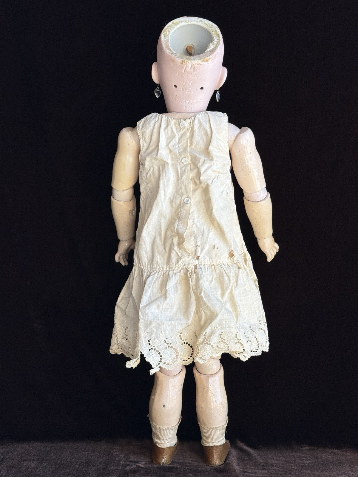 Large Antique German 28” Heinrich  Handwerck 99 DEP Bisque Head Doll