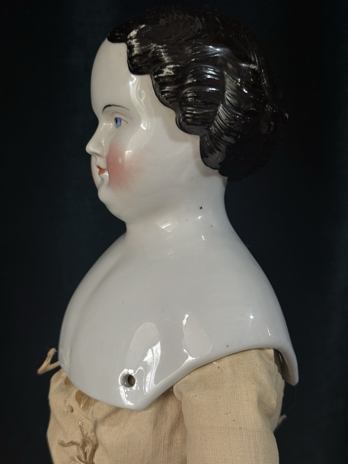 Antique German 25” Flat Top Highbrow China Shoulder Head Doll