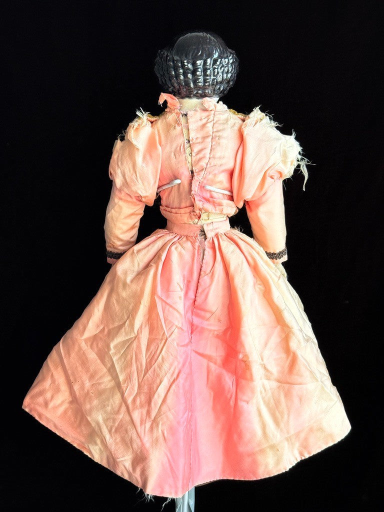 Antique German 21.75” Flat Top Highbrow China Shoulder Head Doll