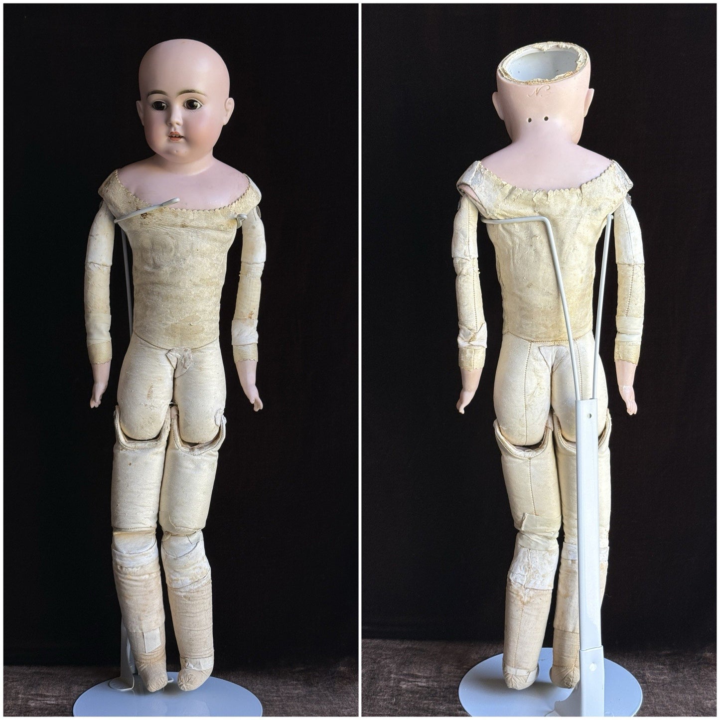 Antique German 26” Early Kestner Alphabet Turned Head Bisque Shoulder Head Doll