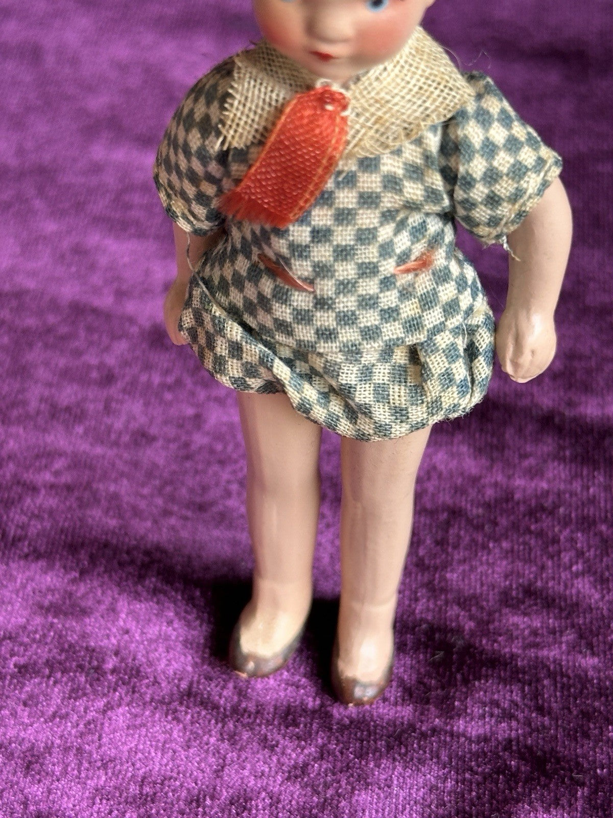 Pair of Antique German Hertwig  Miniature Dollhouse Boy and Girl Dolls
