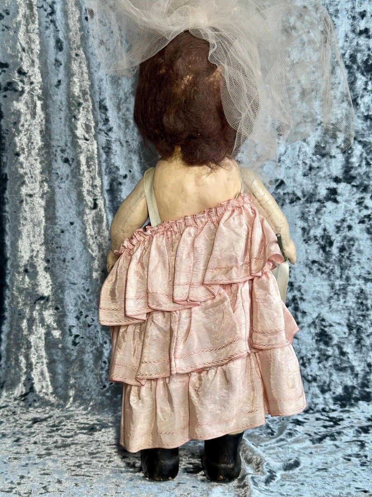 Antique American 17.5” Composition Carnival Prize Bride Doll