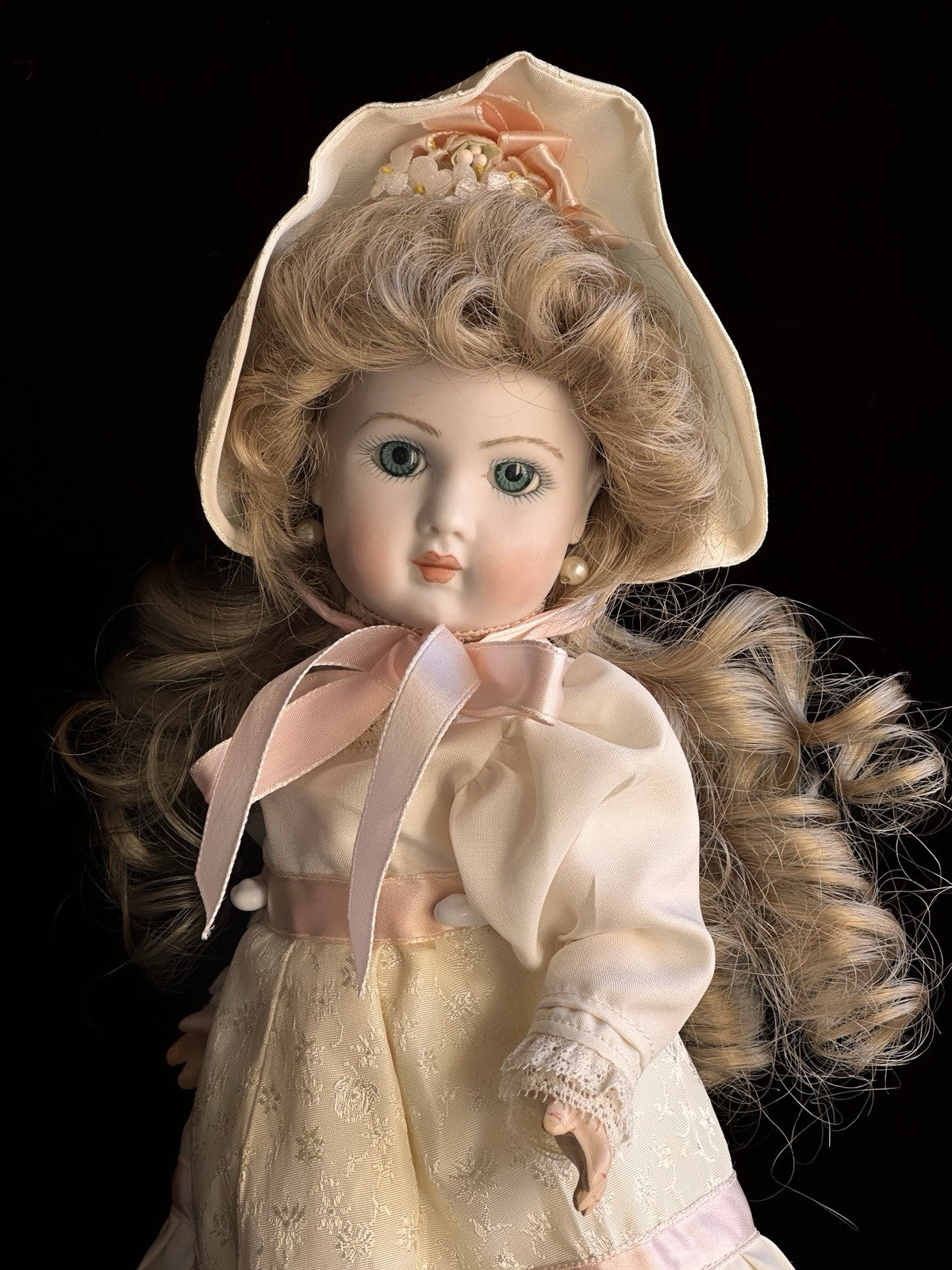 Vintage 12.5” Porcelain Comp Reproduction of Antique French Andre Thuillier Doll