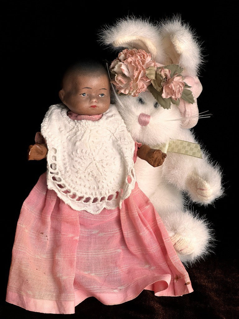 Antique German 6.25” Armand Marseille Dream Baby Dark Complexion Mechanical Doll