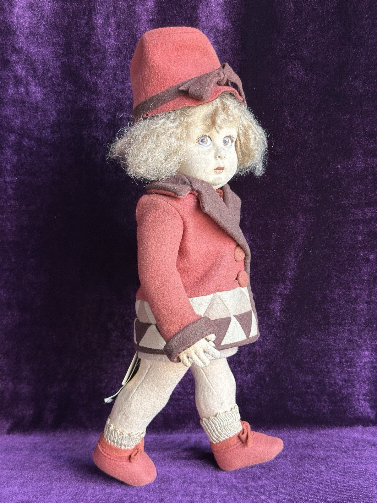 Vintage Italian 12” Lenci 111 Felt Cloth Character Doll