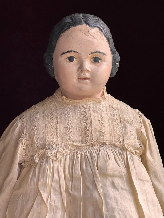 Antique American 26.5” Pre-Greiner Papier Mache Doll