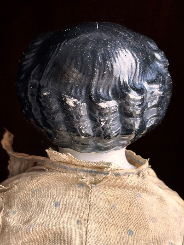 Antique German 19” Flat Top Highbrow China Shoulder Head Doll