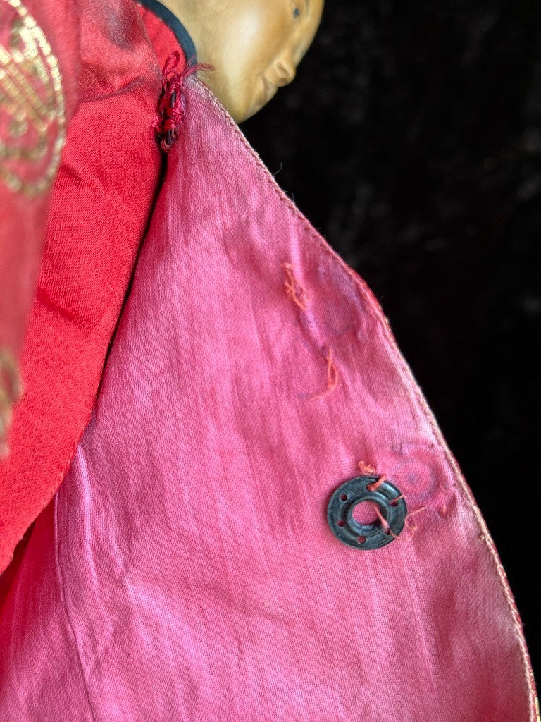 Antique Chinese Door of Hope Mission Carved Wood Cloth Young Female Bride Doll