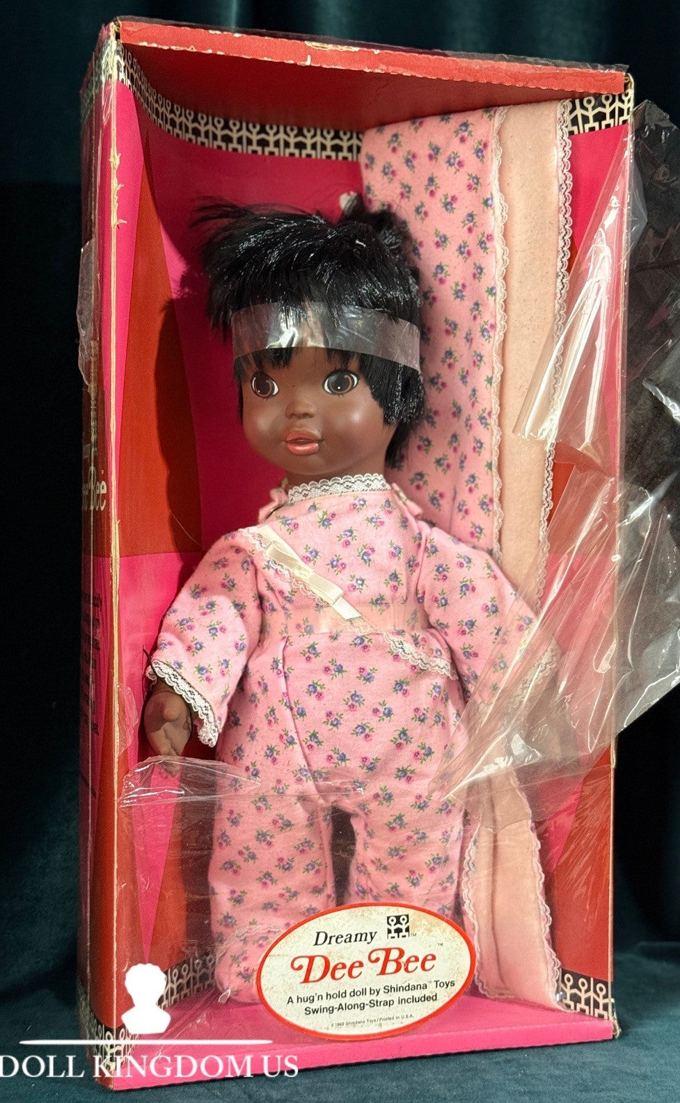 NRFB Vintage 1969 Shindana Hug’n Hold African AmerIcan Doll With Blanket