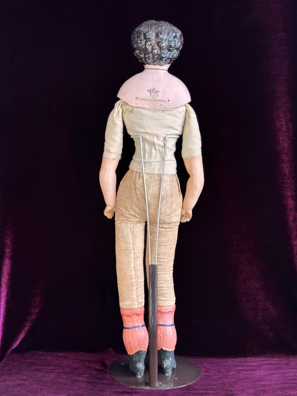 Antique German 26” Dressel Marked Holz-Masse Papier Mache Head Cloth Body Doll