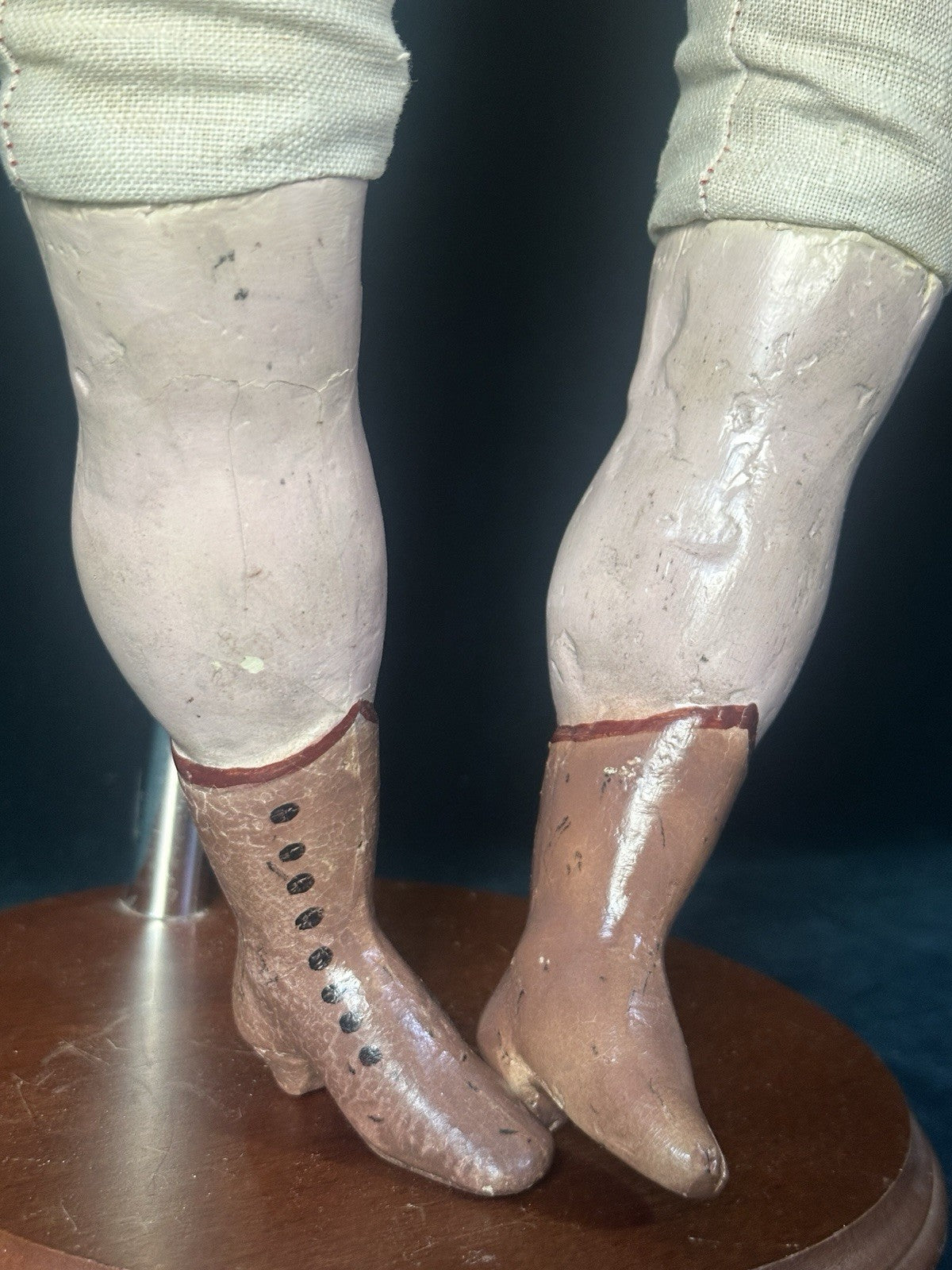 Antique German (?) Paper Mache 24” Doll with Glass Eyes