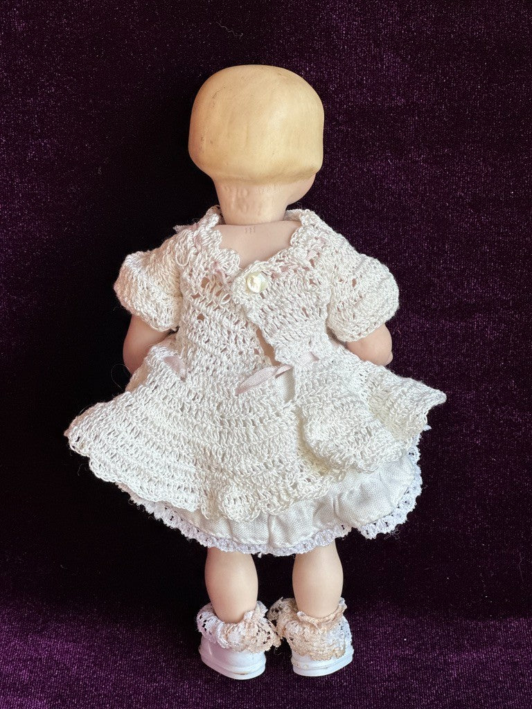 All Porcelain 7” Reproduction of Antique German Armand Marseille Girl 210 Doll