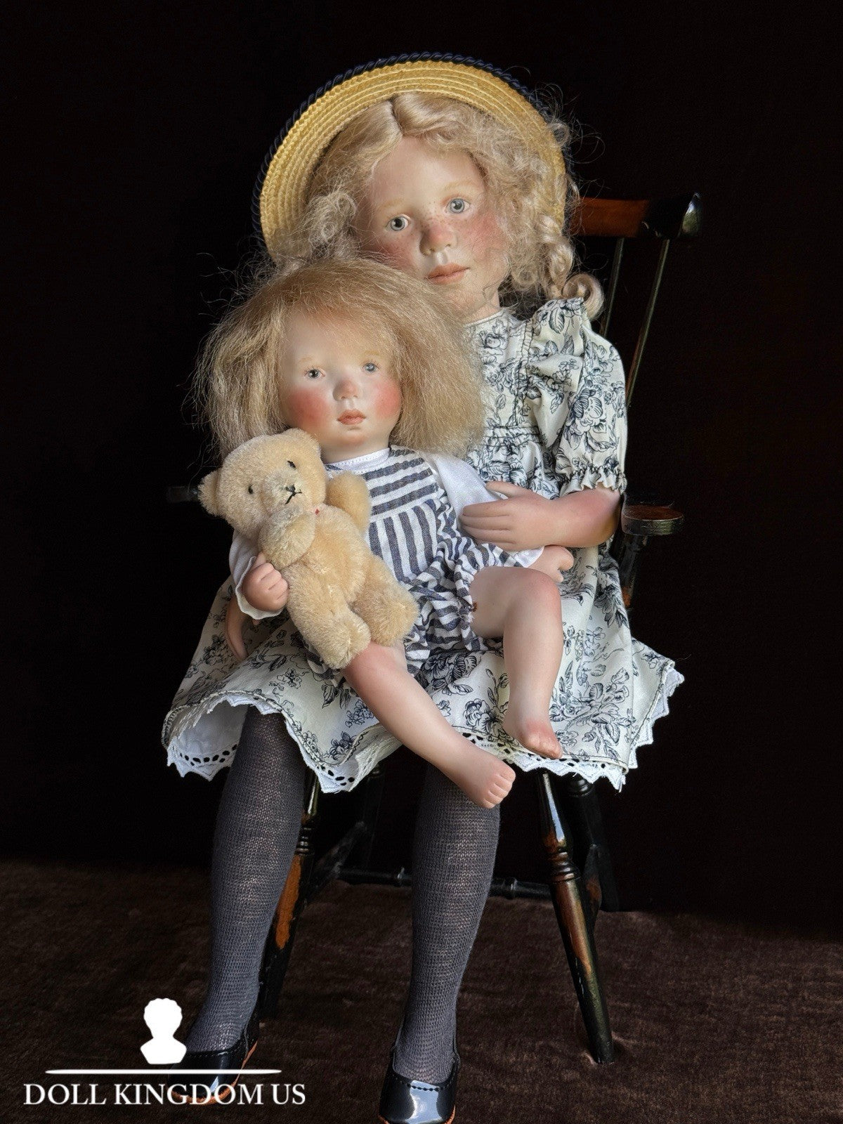 Set of 2 Porcelain Cloth Dolls by Artist Verena Eising