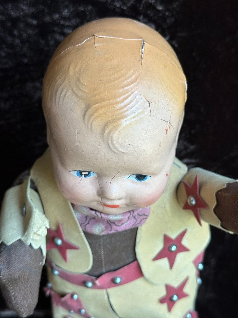 Vintage American 13" Composition Cowboy Character Doll