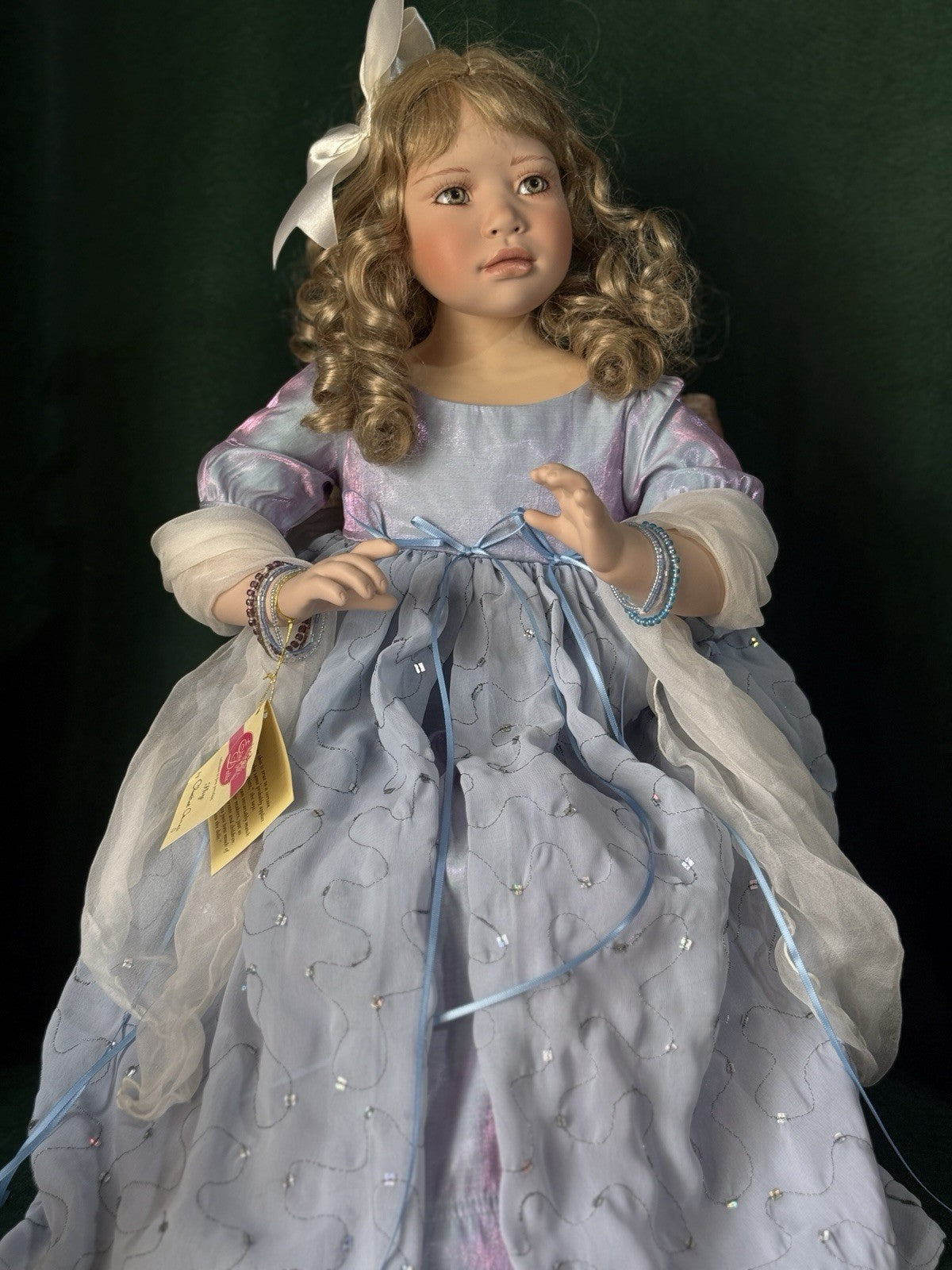 Collectible Porcelain 27” Doll “Sky” by Christine Orange Tag