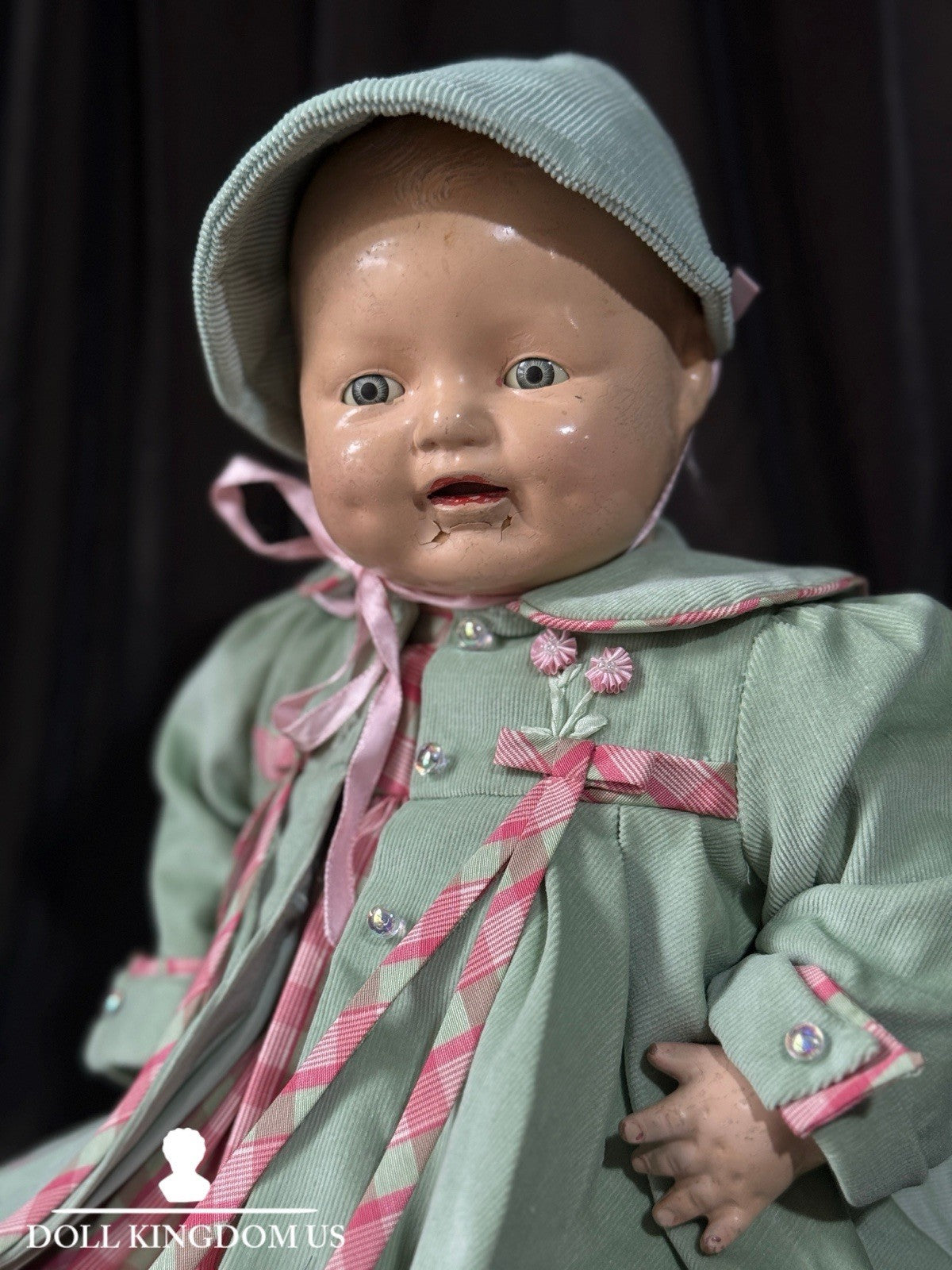 Vintage American E.I.H Horsman Composition 20” Doll “Dimples”