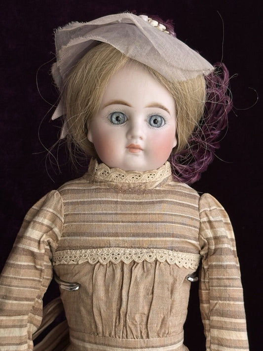 Antique German 16” Kestner (?) Solid Dome Head Belton Bisque Shoulder Head Doll