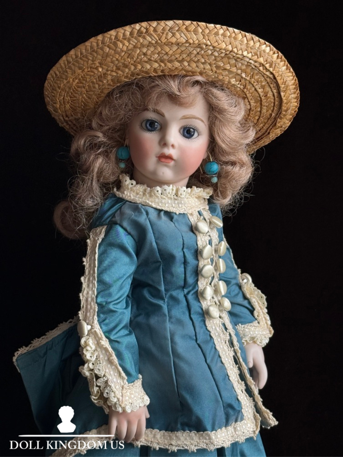 Vintage Porcelain 1967 Leather 15” Reproduction of Antique French Bru Jne Doll