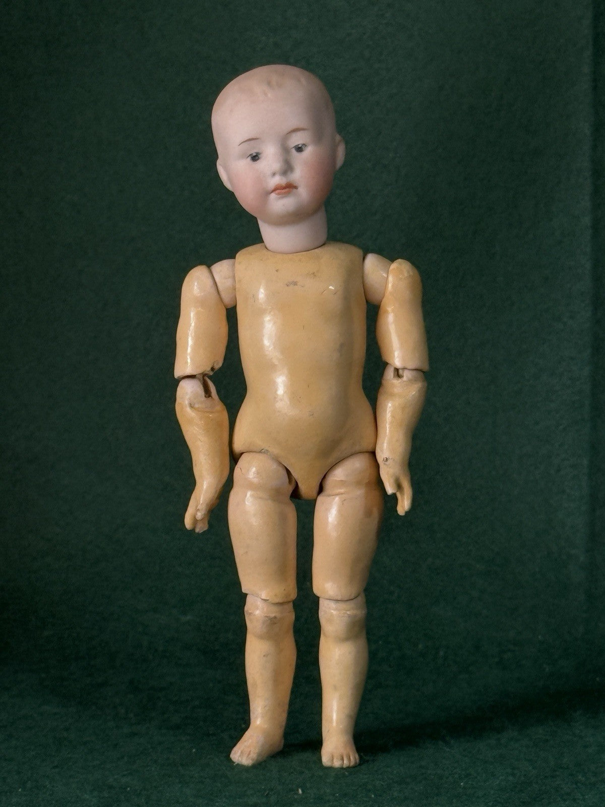 Antique German 8.5” Gebruder Heubach Bisque Head Character Boy Doll