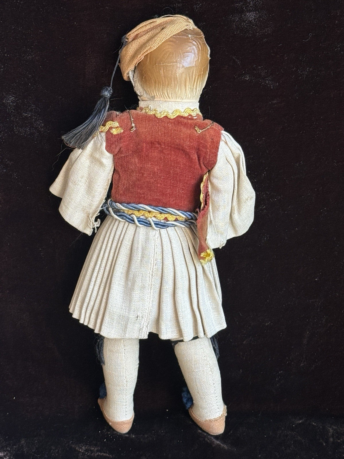 Lot of 2 Antique Composition Cloth Doll In Traditional Greek Costumes