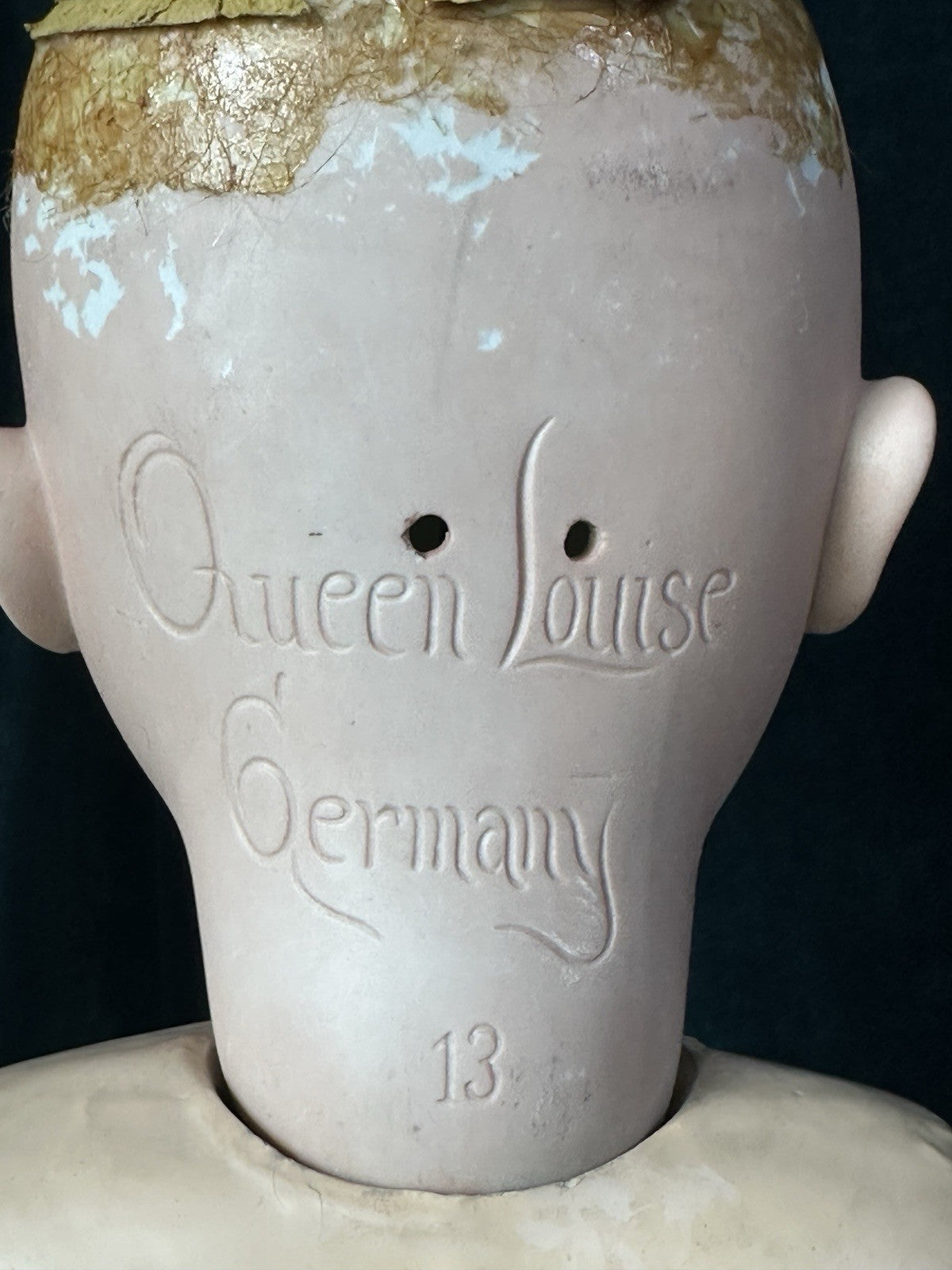 Antique German 29” Queen Louise Doll Bisque Head Composition Body