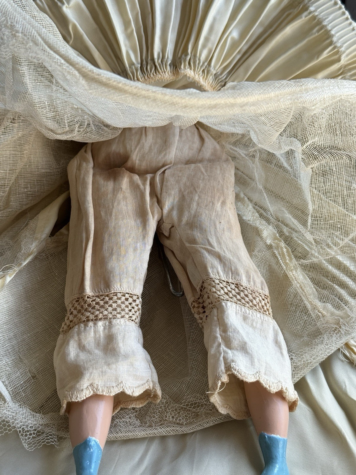 Antique German 16.5” Bisque Cloth Parian Bride Doll