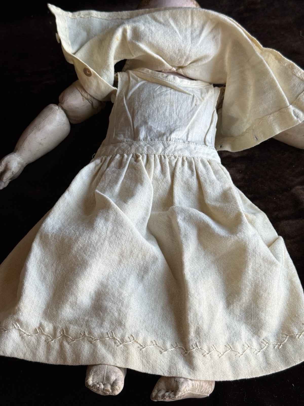Antique American Martha Chase 15.5” Oil Painted Cloth Baby Doll