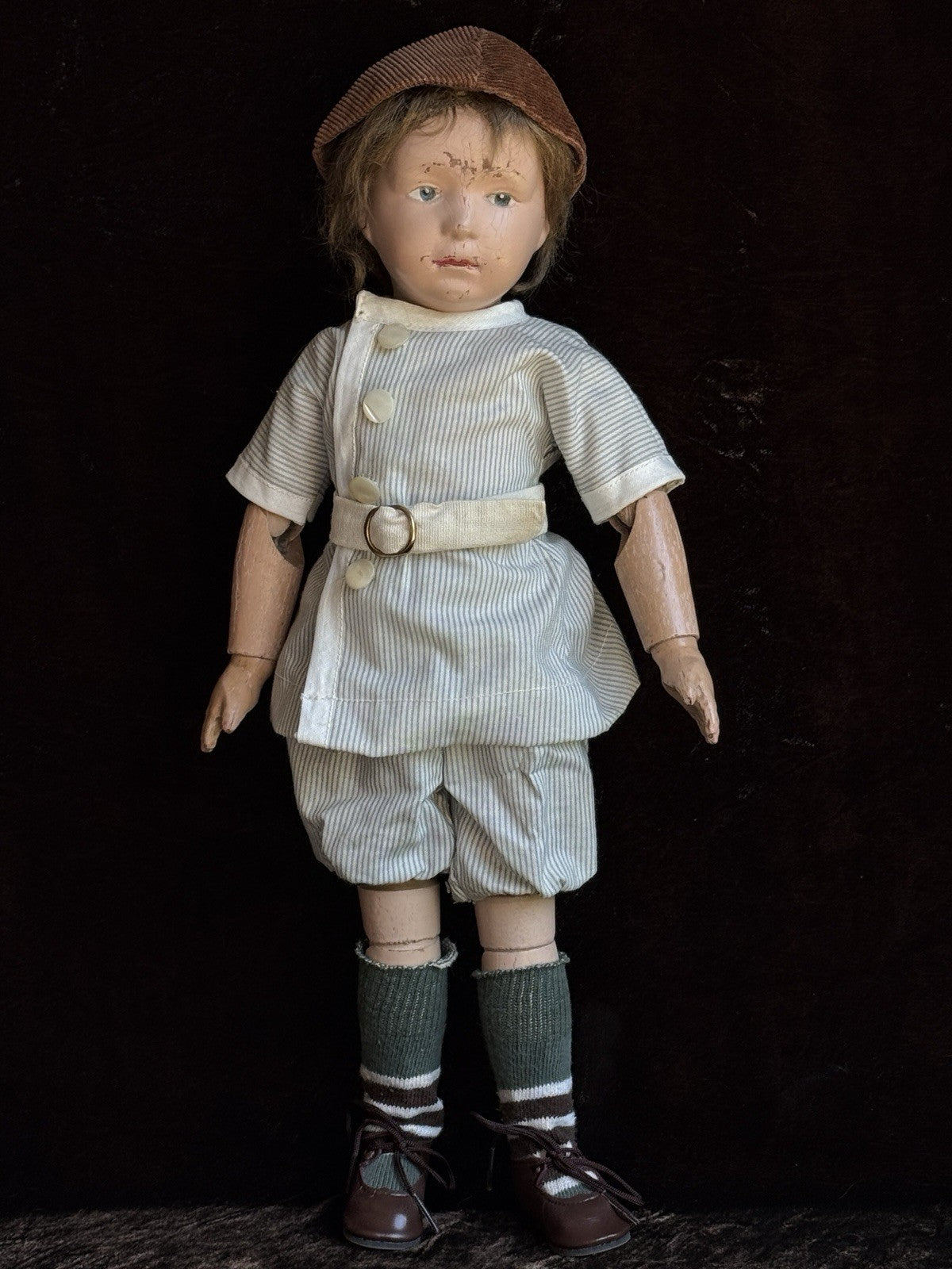 Antique American 16” Schoenhut 403 Wooden Jointed Boy Doll