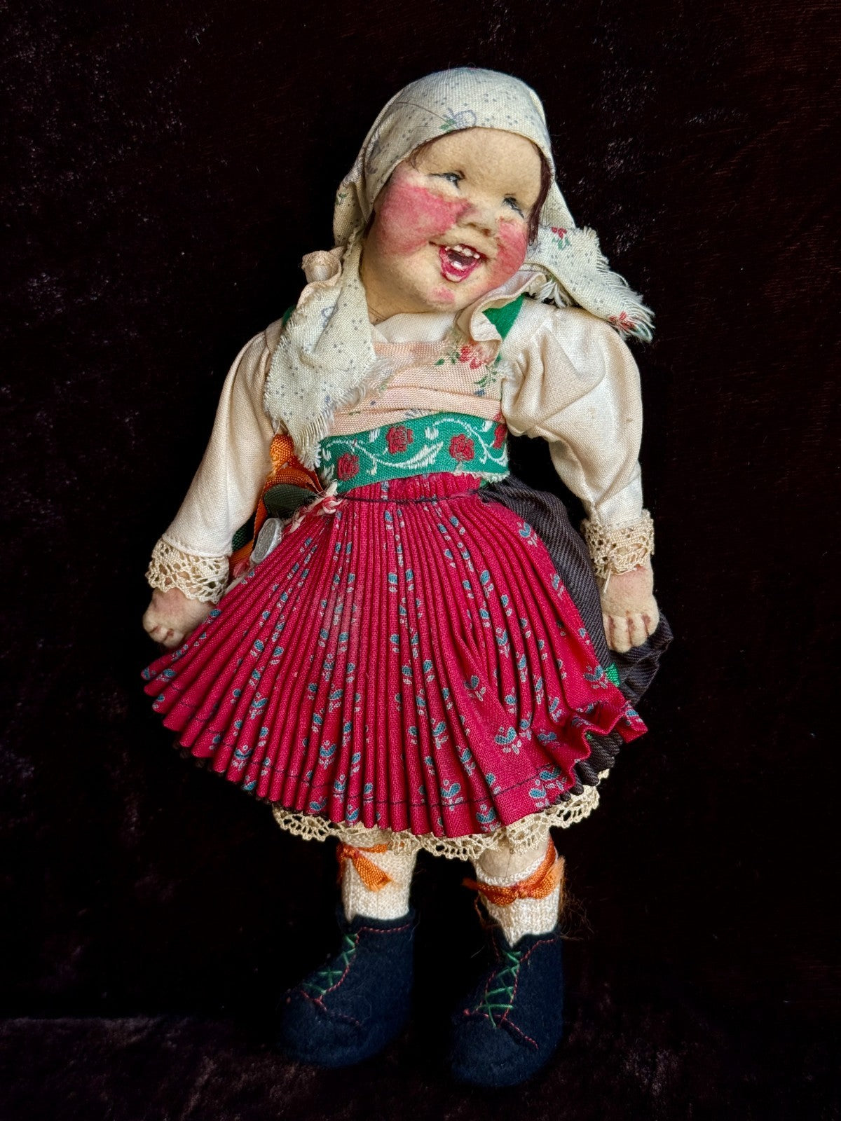 Rare Vintage Austrian 8.25" Elli Riehl Cloth Felt Character Doll
