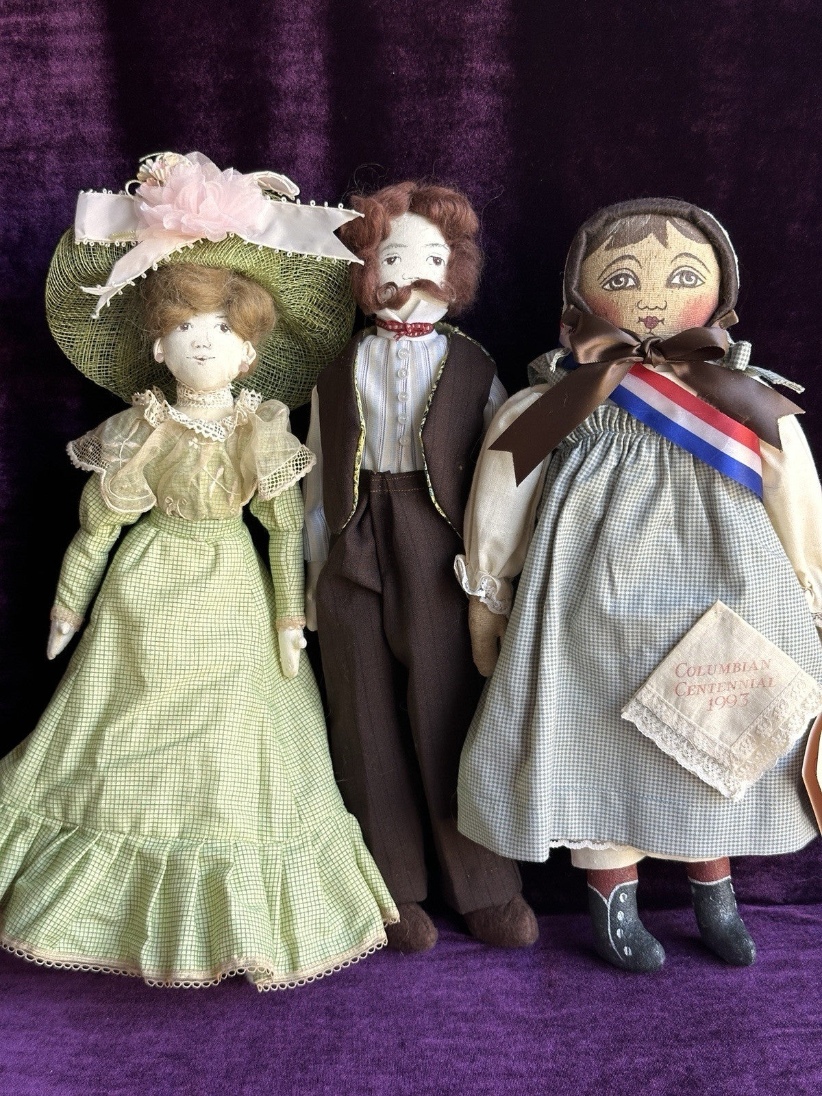 Lot of 3 Vintage Cloth Dolls Rappahannock Rags and Sharon Lee