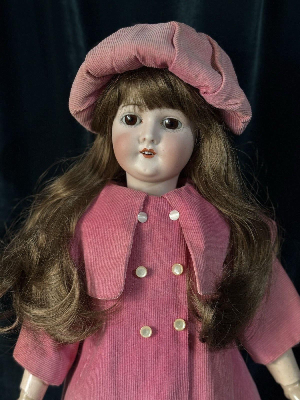 Antique German Queen Louise Doll Bisque Head Composition Body 23” Doll