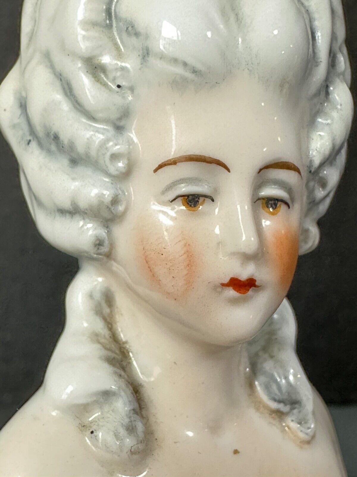 Antique German Pincushion Half Doll Marie Antoinette Hairstyle Arms Away