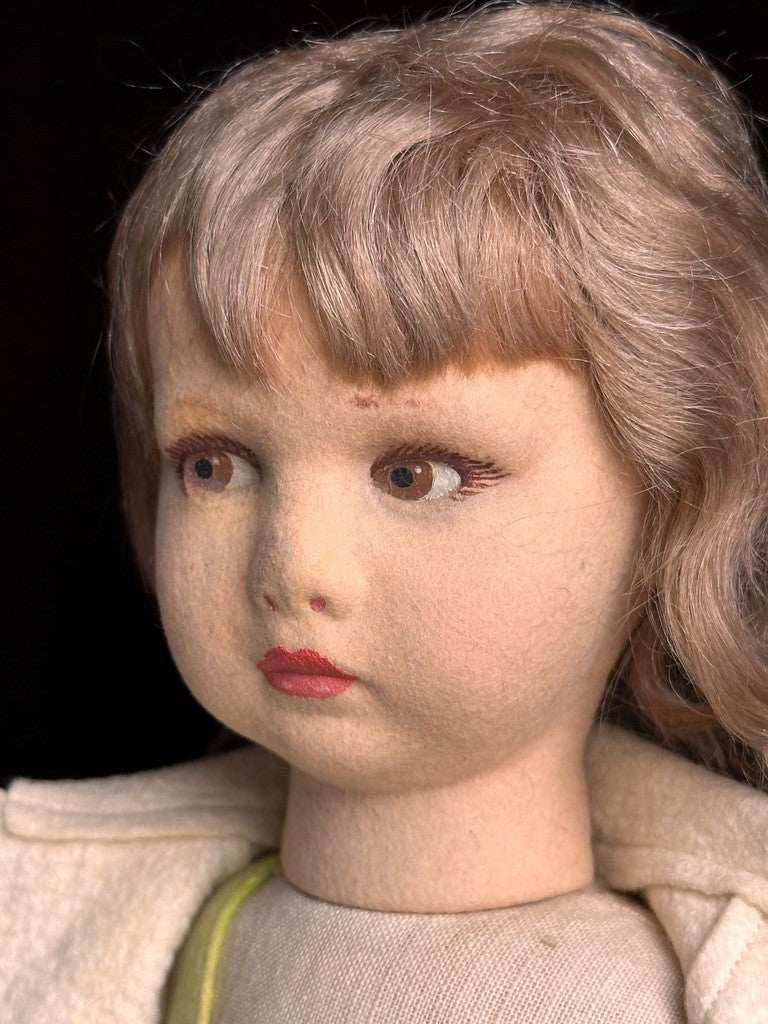 Vintage Italian 17” Lenci Mariuccia Face Felt Cloth Character Girl Doll