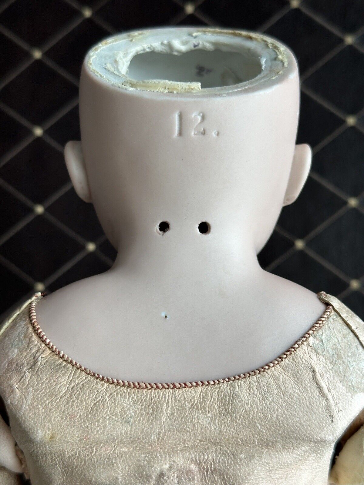 Antique German 22” Kestner Bisque Shoulder Head Leather Body Doll
