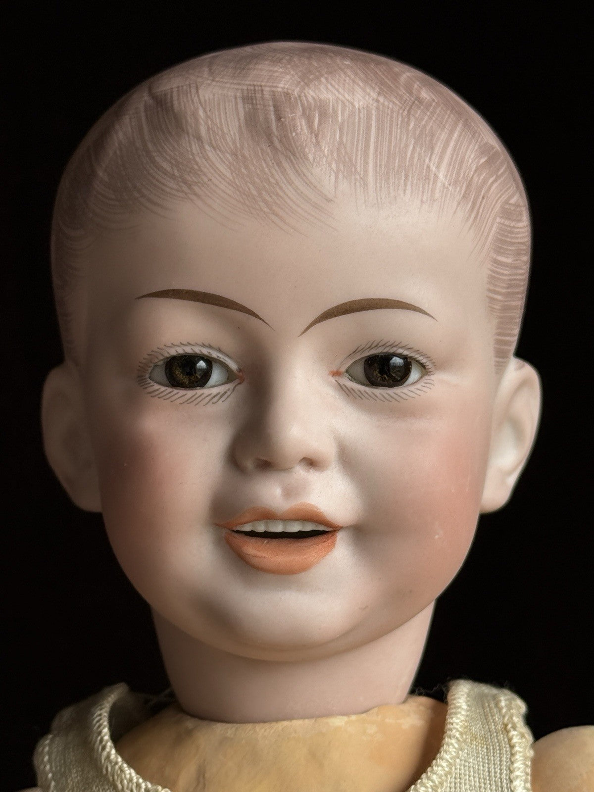 Antique French 20” SFBJ 227 Bisque Head Smiling Boy Character Doll