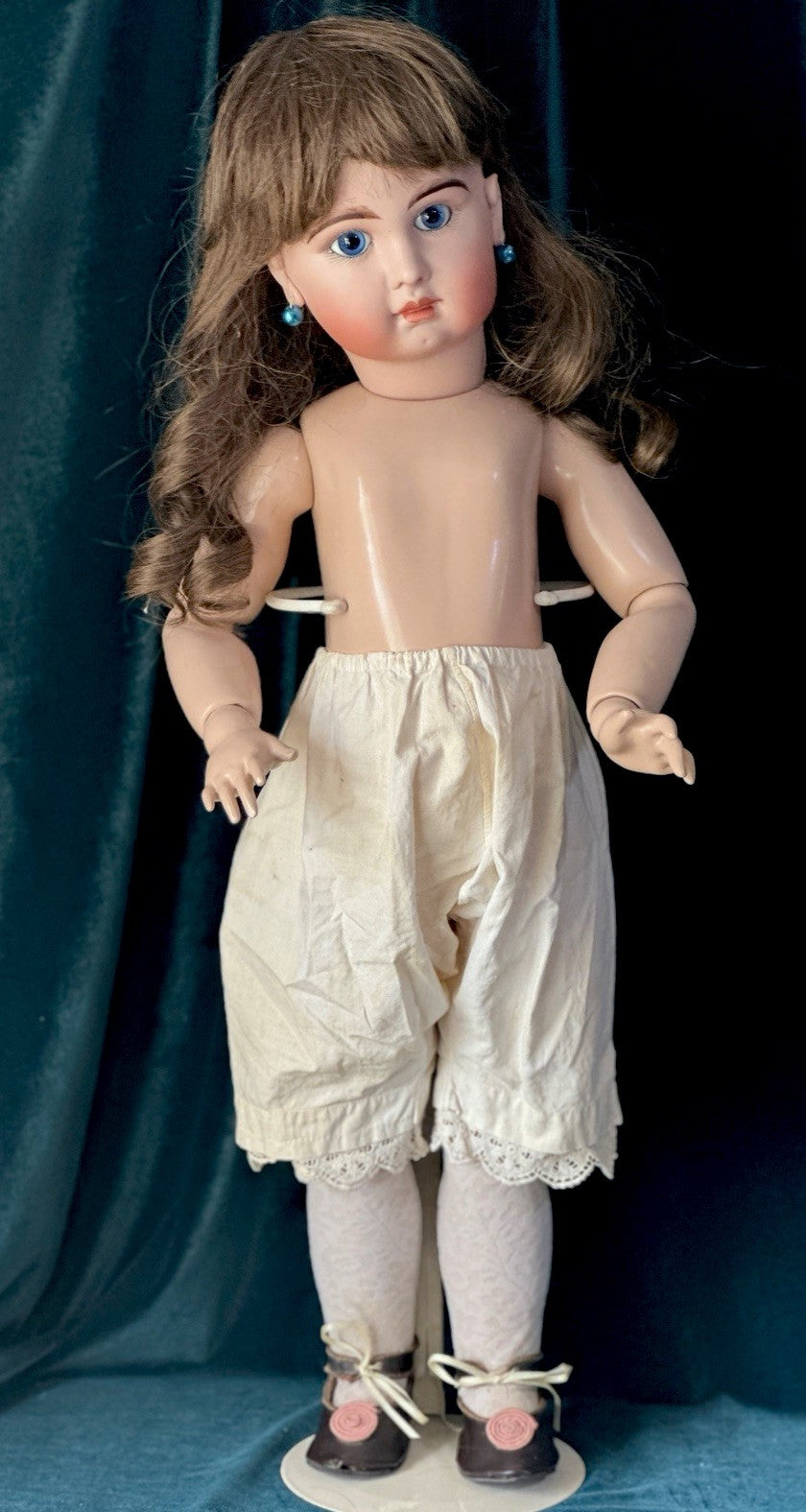 Artist Reproduction of French  Jumeau 27” Doll Porcelain Head Seeley Body