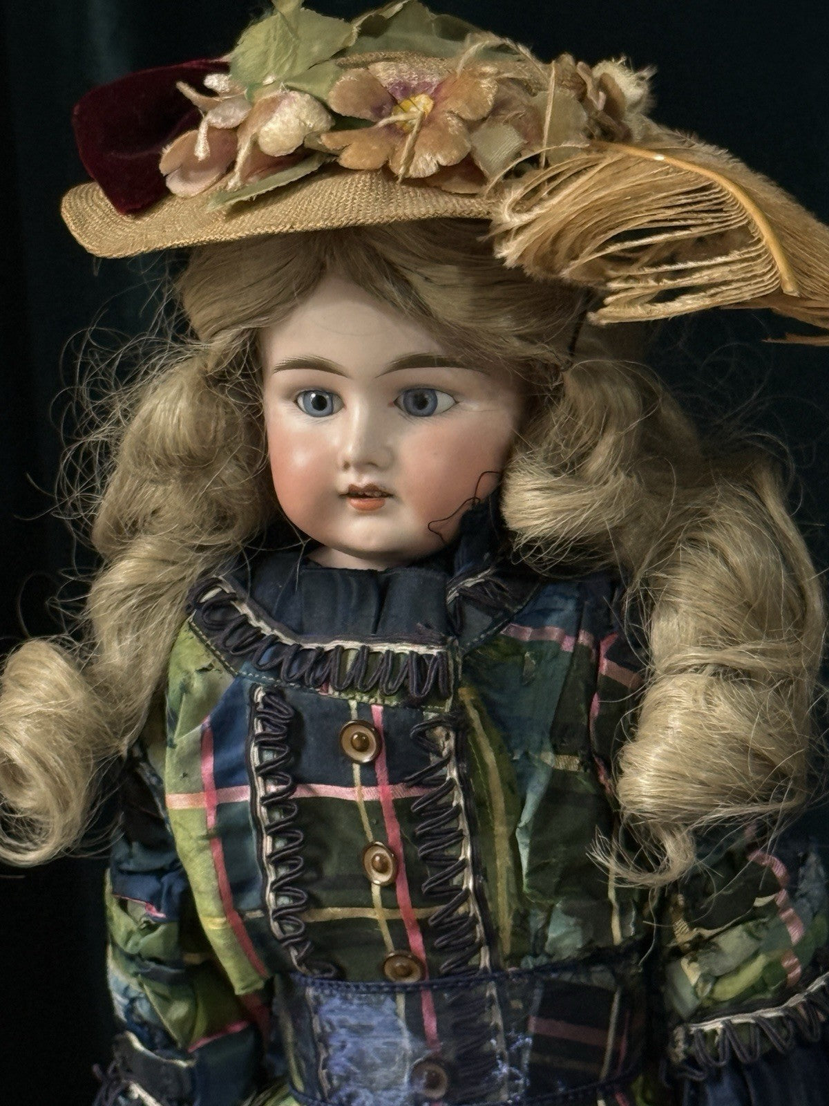Unidentified Mold 21 7 Dep Antique German 20” Doll Bisque Head Leather Kid Body