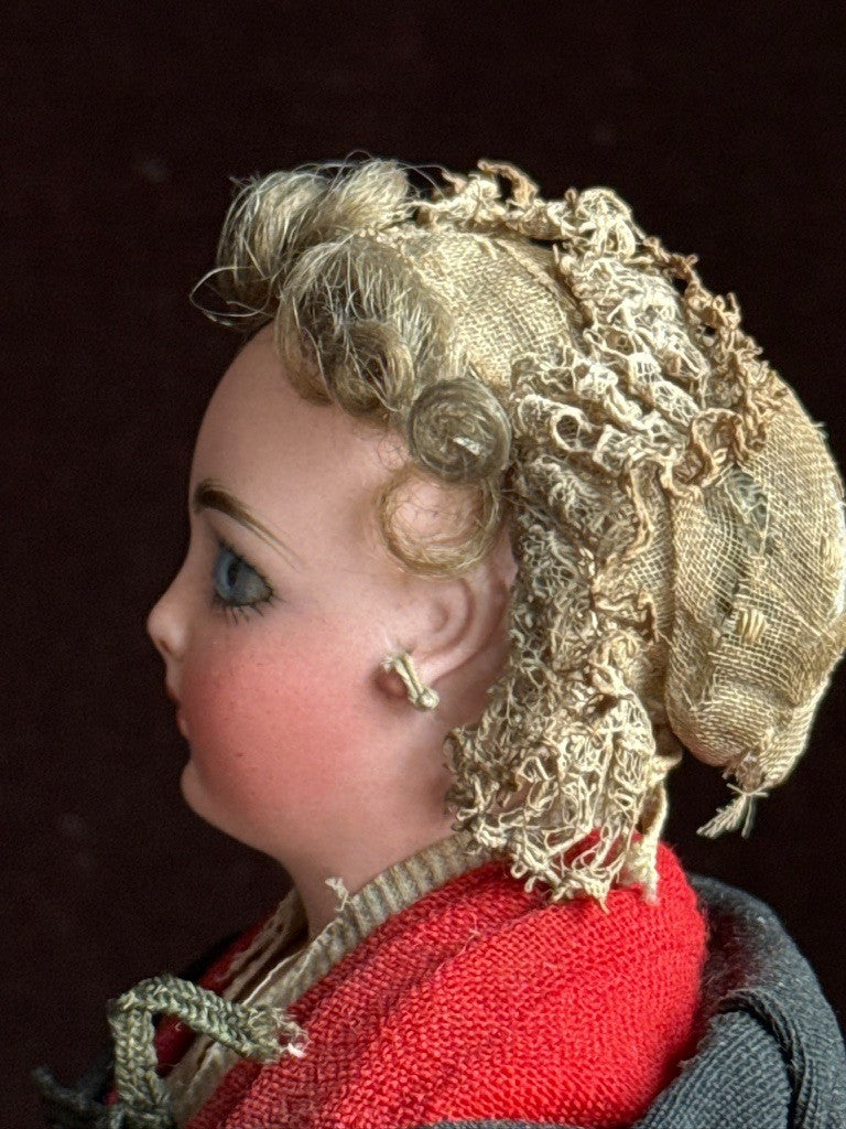 Rare Antique French 9.5" Fashion Fisherwoman Bisque Head Doll
