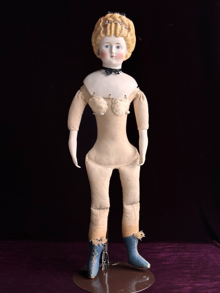 Rare Antique German 21” Bisque Parian China Fashion Doll