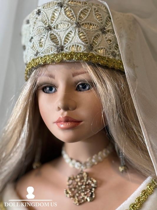 Collectible 28” Porcelain Doll “JOHANNA” By Brigette Von Messner Tag/COA/Stand